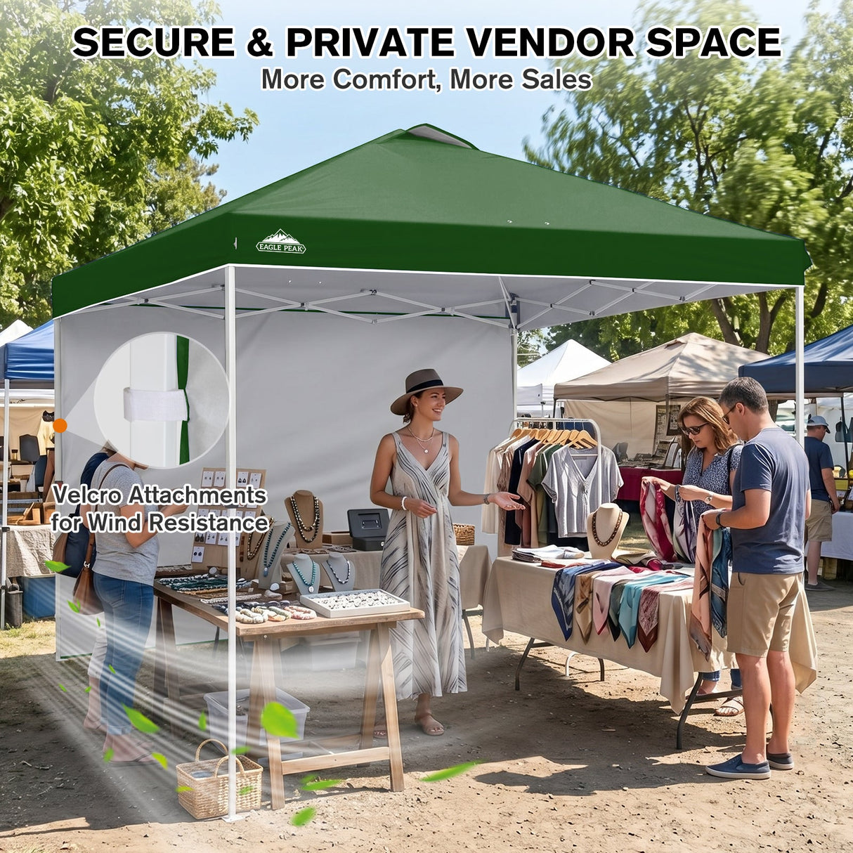 10x10 Commercial Pop up Canopy with 1 Sidewall - Eagle Peak®