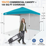 10x10 Commercial Pop up Canopy with 1 Sidewall - Eagle Peak®