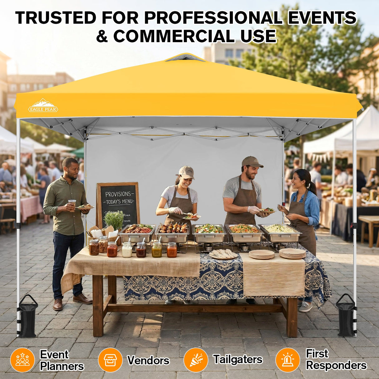10x10 Commercial Pop up Canopy with 1 Sidewall - Eagle Peak®