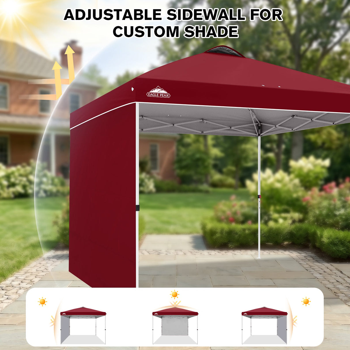 10x10 Commercial Pop up Canopy with 1 Sidewall - Eagle Peak®
