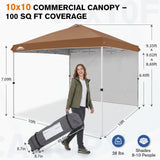 10x10 Commercial Pop up Canopy with 1 Sidewall - Eagle Peak®