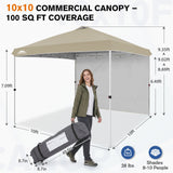 10x10 Commercial Pop up Canopy with 1 Sidewall - Eagle Peak®