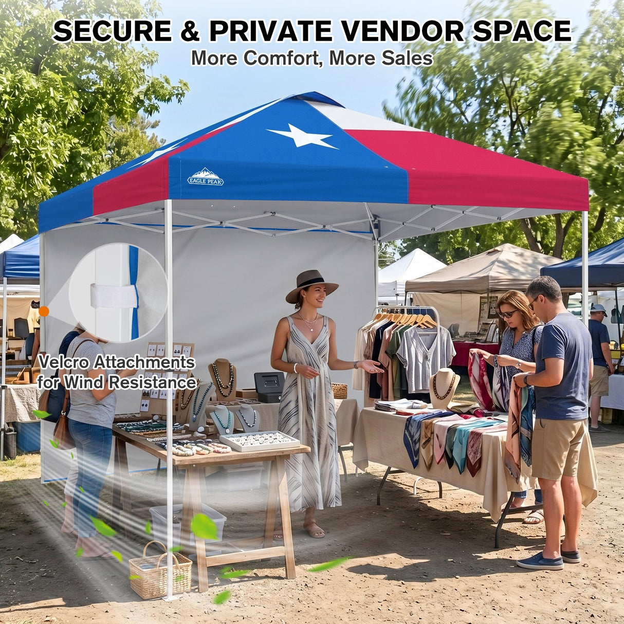 10x10 Commercial Pop up Canopy with 1 Sidewall - Eagle Peak®