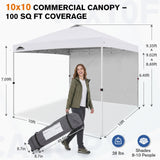 10x10 Commercial Pop up Canopy with 1 Sidewall - Eagle Peak®