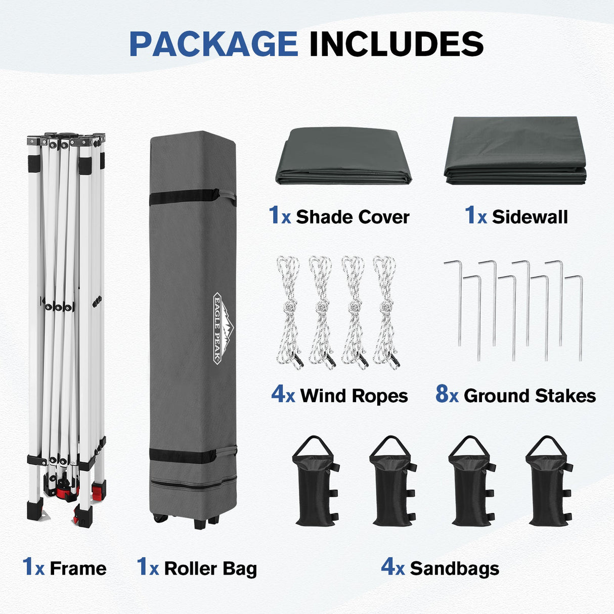 10x10 Commercial Pop up Canopy with 1 Sidewall - Eagle Peak®