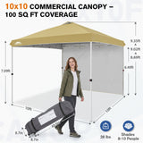 10x10 Commercial Pop up Canopy with 1 Sidewall - Eagle Peak®