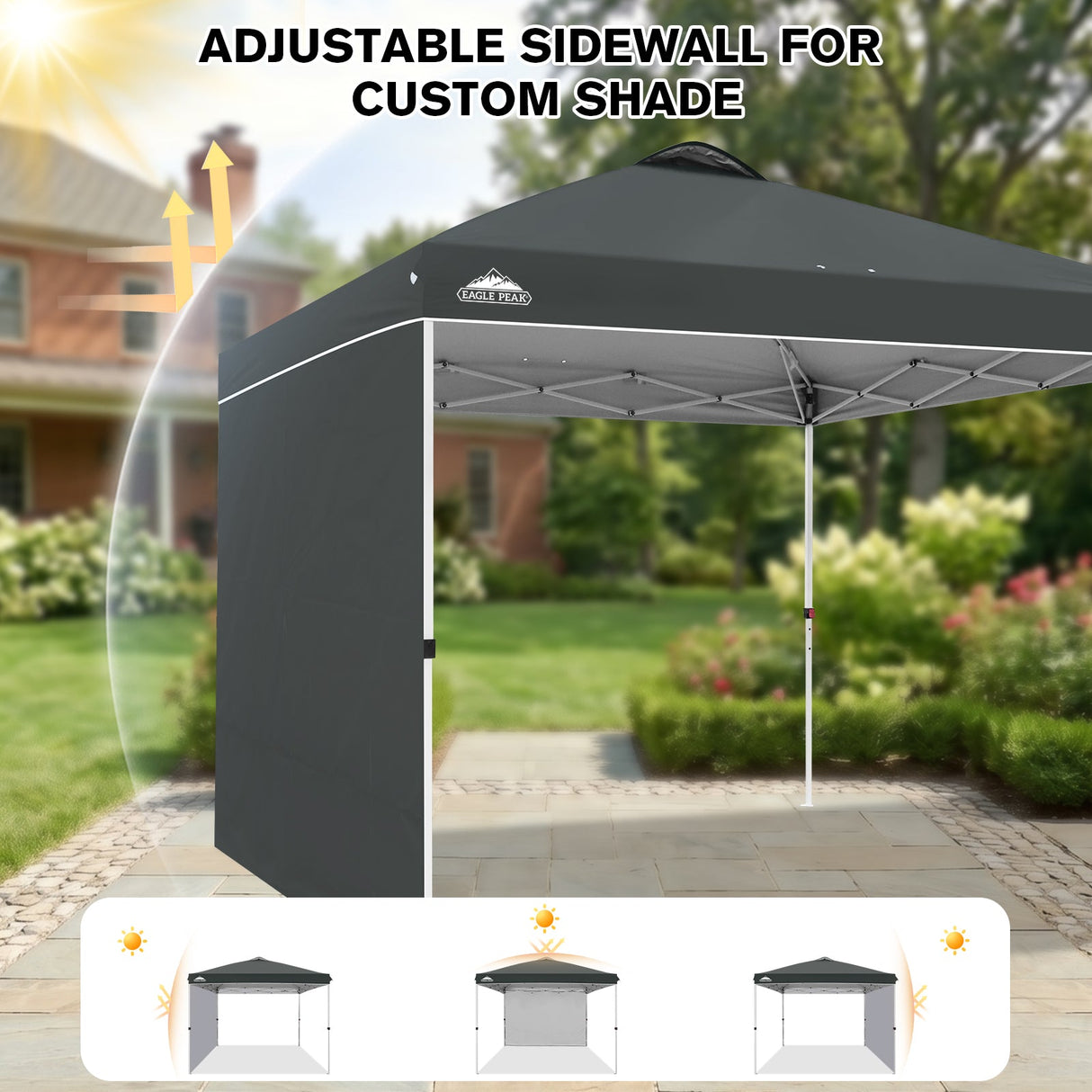 10x10 Commercial Pop up Canopy with 1 Sidewall - Eagle Peak®