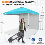 10x10 Commercial Pop up Canopy with 1 Sidewall - Eagle Peak®
