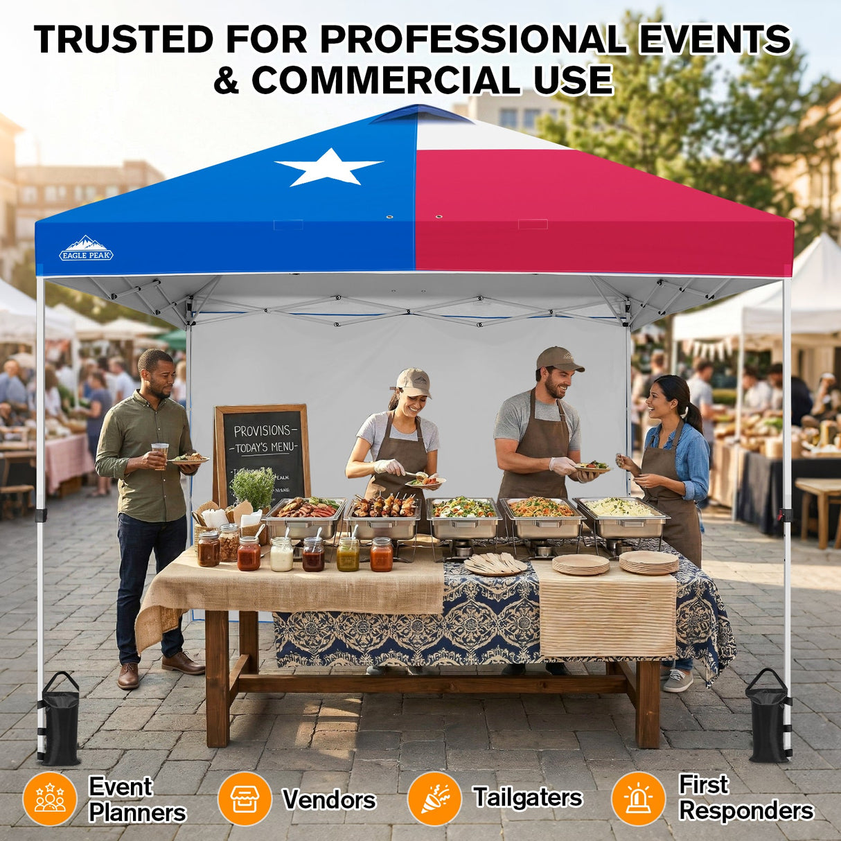 10x10 Commercial Pop up Canopy with 1 Sidewall - Eagle Peak®