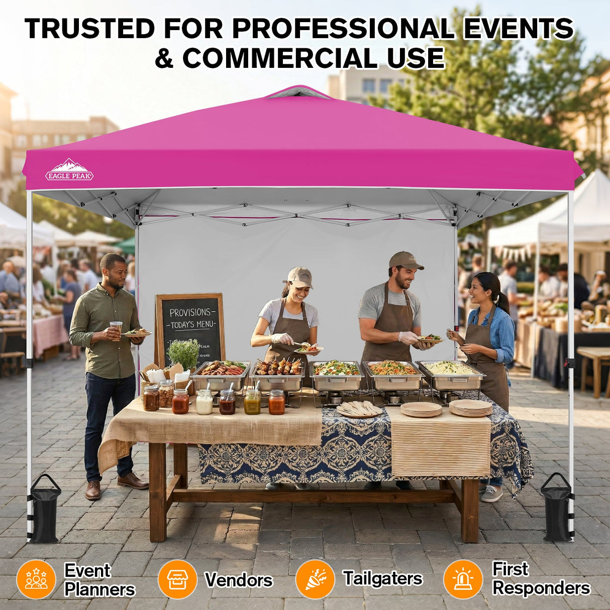 10x10 Commercial Pop up Canopy with 1 Sidewall - Eagle Peak®