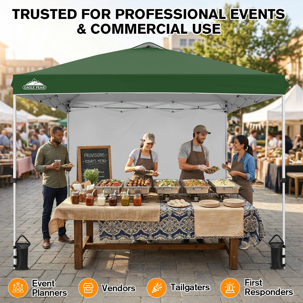 10x10 Commercial Pop up Canopy with 1 Sidewall - Eagle Peak®