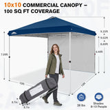 10x10 Commercial Pop up Canopy with 1 Sidewall - Eagle Peak®