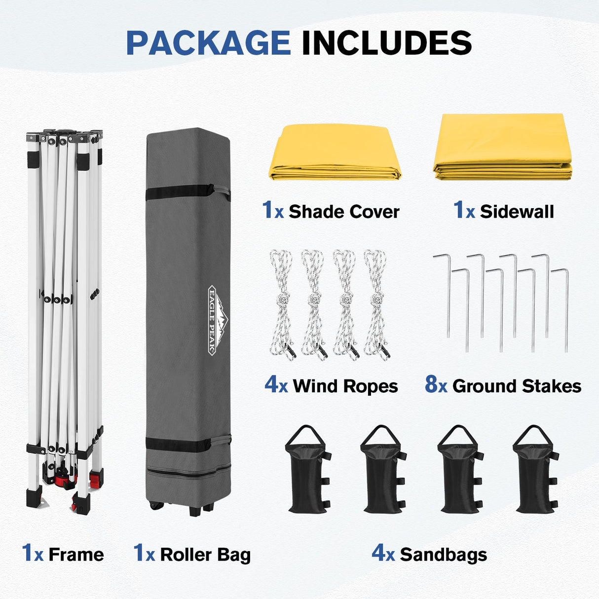 10x10 Commercial Pop up Canopy with 1 Sidewall - Eagle Peak®