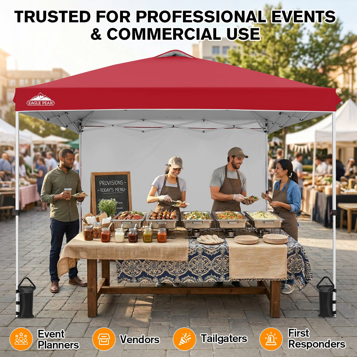 10x10 Commercial Pop up Canopy with 1 Sidewall - Eagle Peak®