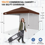 10x10 Commercial Pop up Canopy with 1 Sidewall - Eagle Peak®