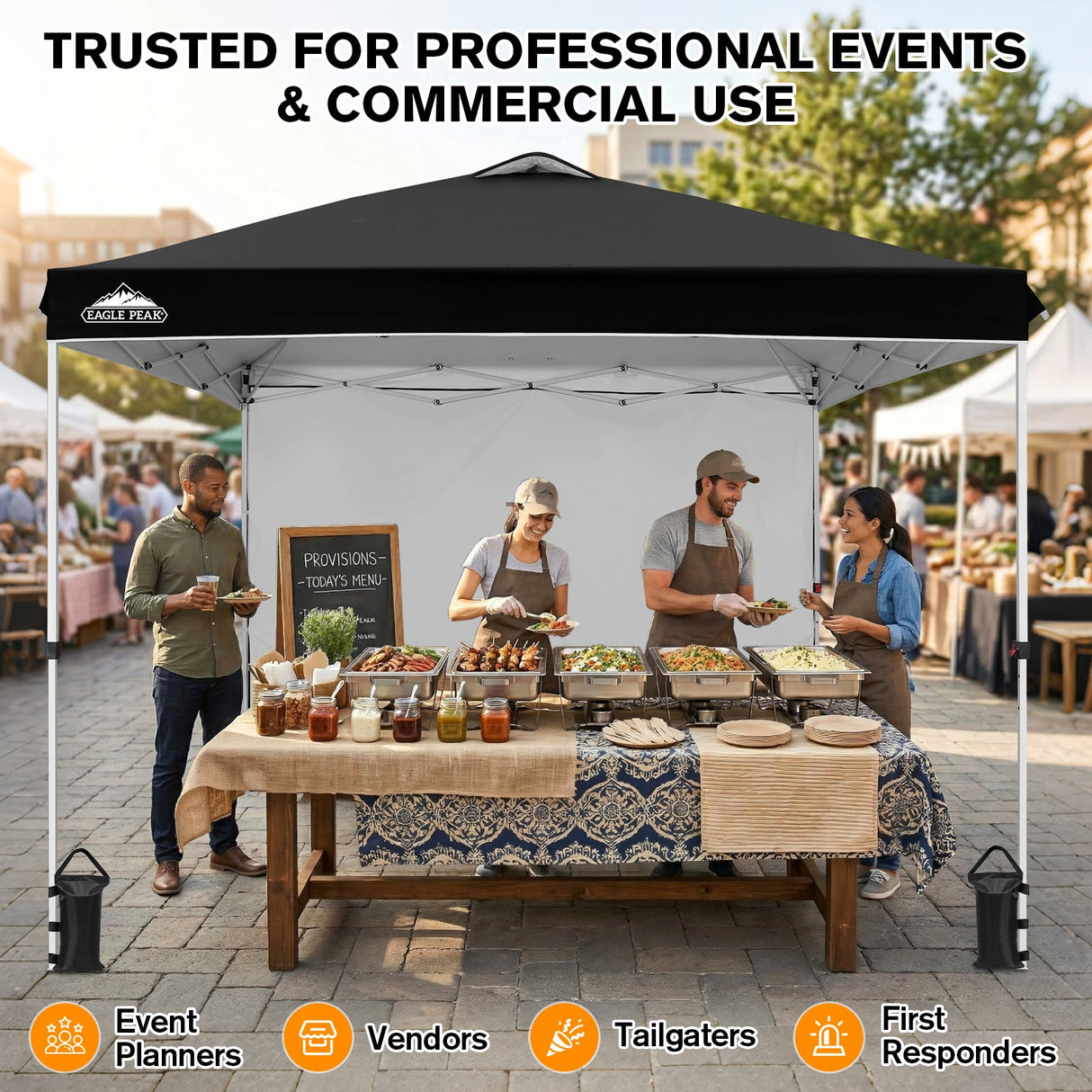 10x10 Commercial Pop up Canopy with 1 Sidewall - Eagle Peak®