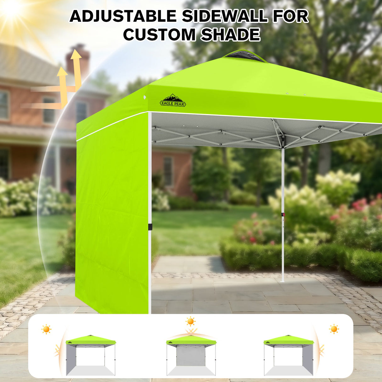 10x10 Commercial Pop up Canopy with 1 Sidewall - Eagle Peak®