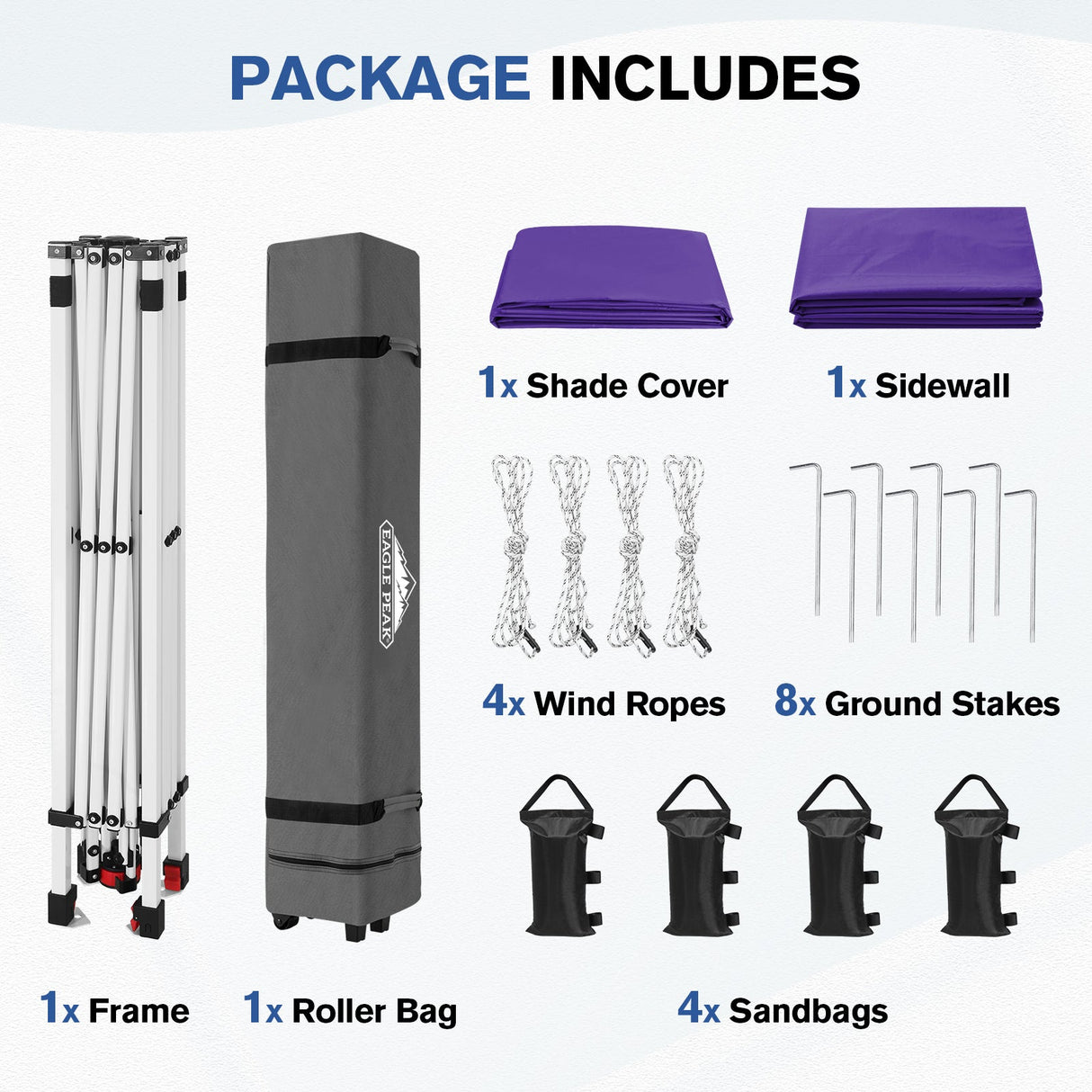 10x10 Commercial Pop up Canopy with 1 Sidewall - Eagle Peak®
