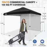 10x10 Commercial Pop up Canopy with 1 Sidewall - Eagle Peak®