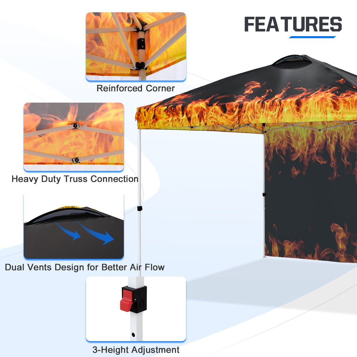 10x10 Commercial Pop up Canopy with 1 Sidewall, - Eagle Peak Custom Canopy Tent