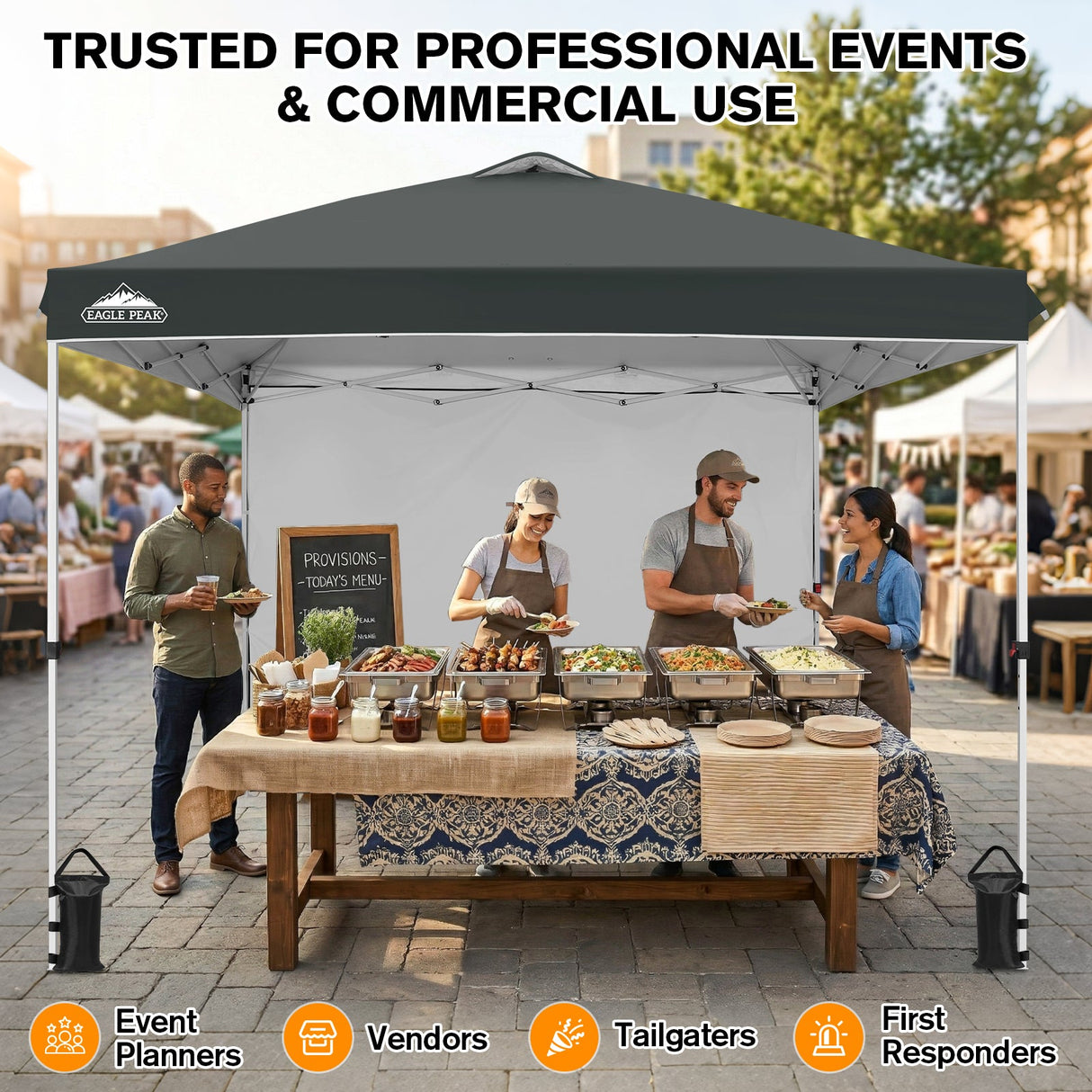 10x10 Commercial Pop up Canopy with 1 Sidewall - Eagle Peak®