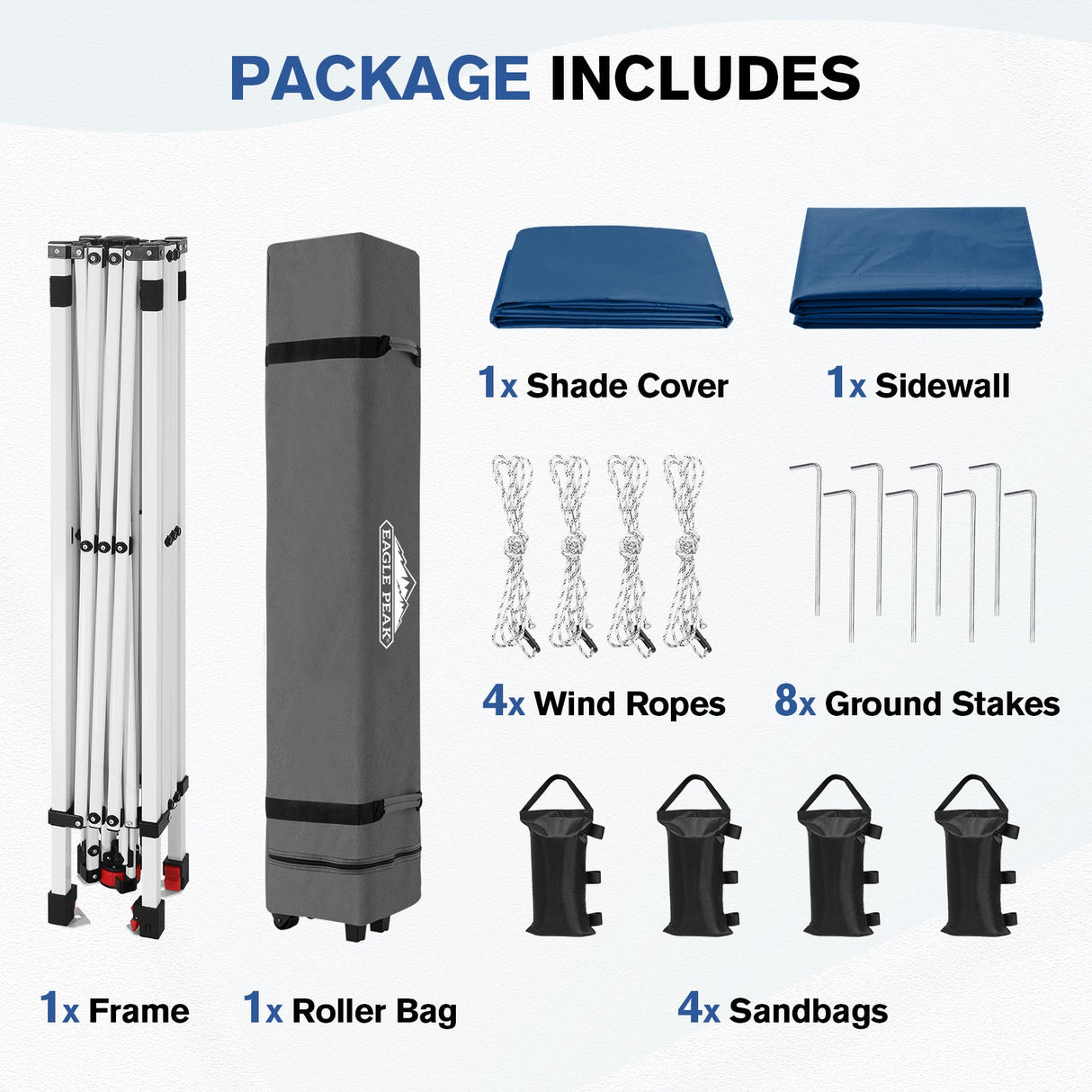 10x10 Commercial Pop up Canopy with 1 Sidewall - Eagle Peak®