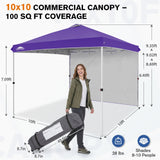 10x10 Commercial Pop up Canopy with 1 Sidewall - Eagle Peak®
