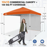 10x10 Commercial Pop up Canopy with 1 Sidewall - Eagle Peak®