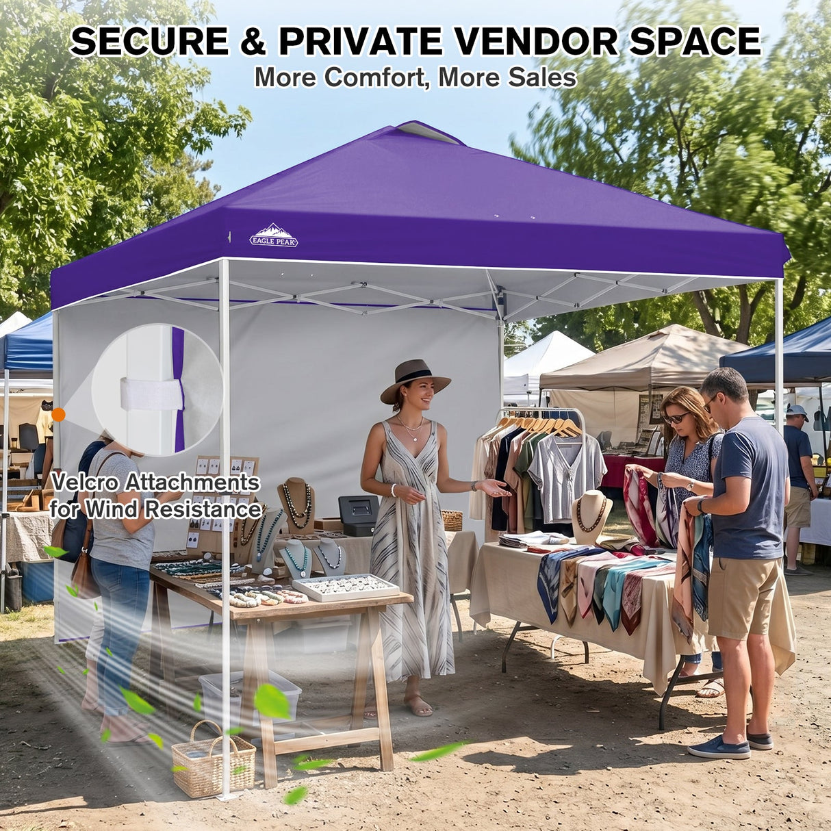 10x10 Commercial Pop up Canopy with 1 Sidewall - Eagle Peak®