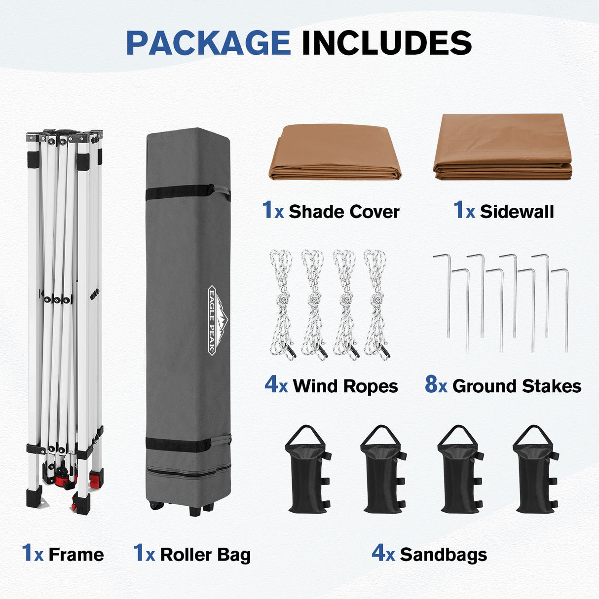 10x10 Commercial Pop up Canopy with 1 Sidewall - Eagle Peak®