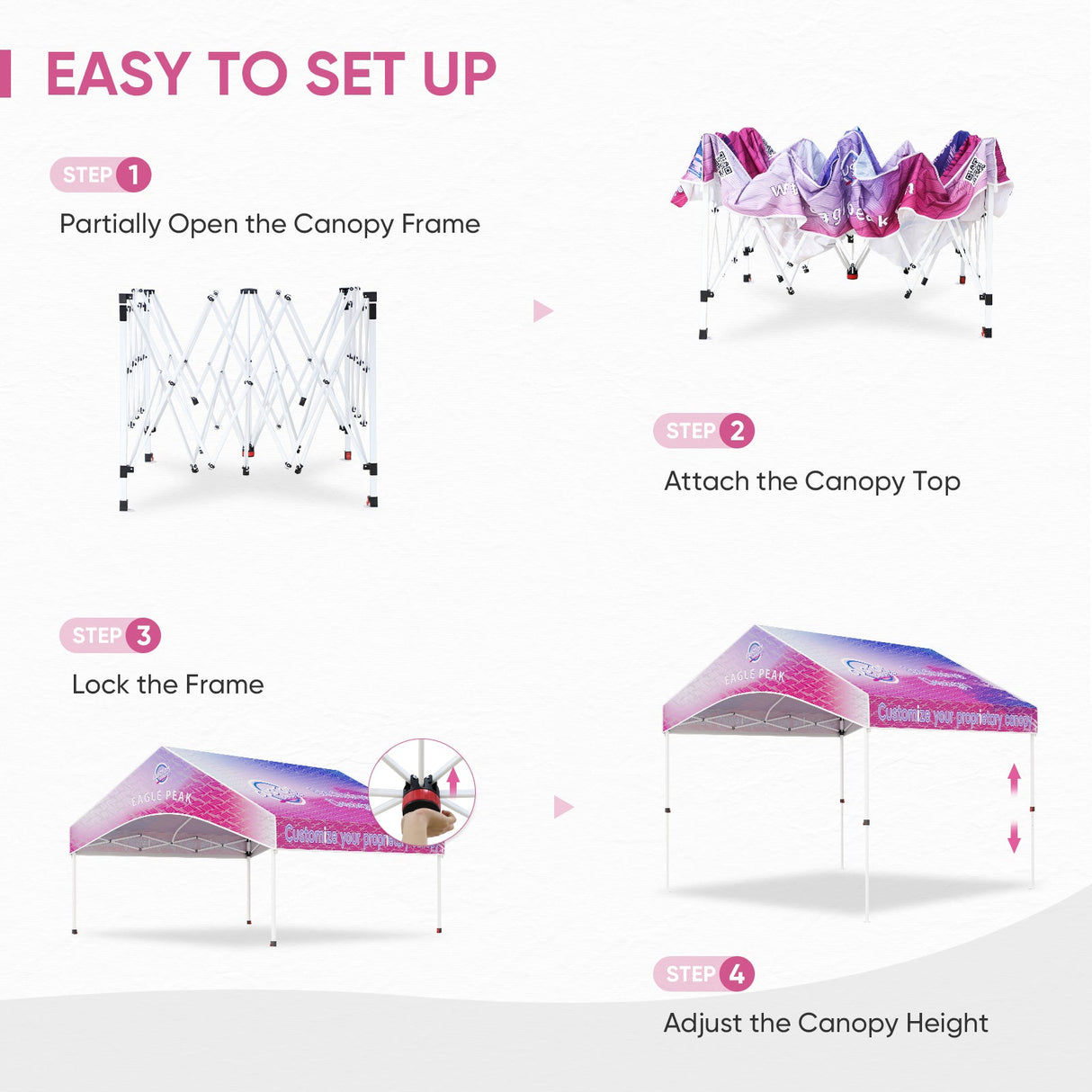 10x10 Custom Commercial Canopy with Gable Roof, CLICK TO CONFIGURE - Package Prices Start at $489.99 - Eagle Peak Custom Canopy Tent