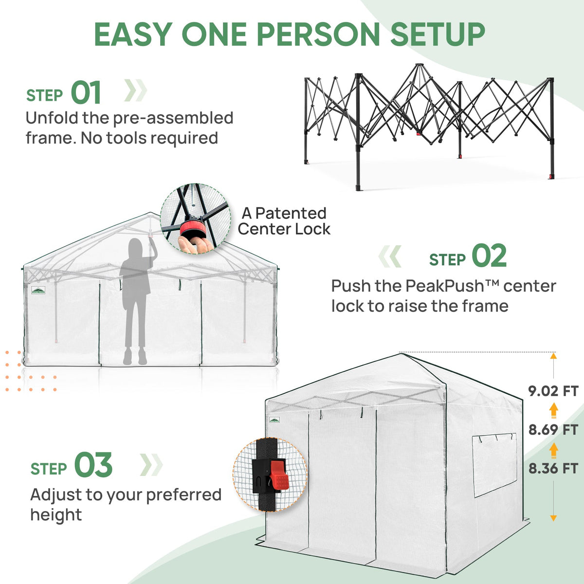 10x10 Easy Setup Pop Up Greenhouse - Eagle Peak®