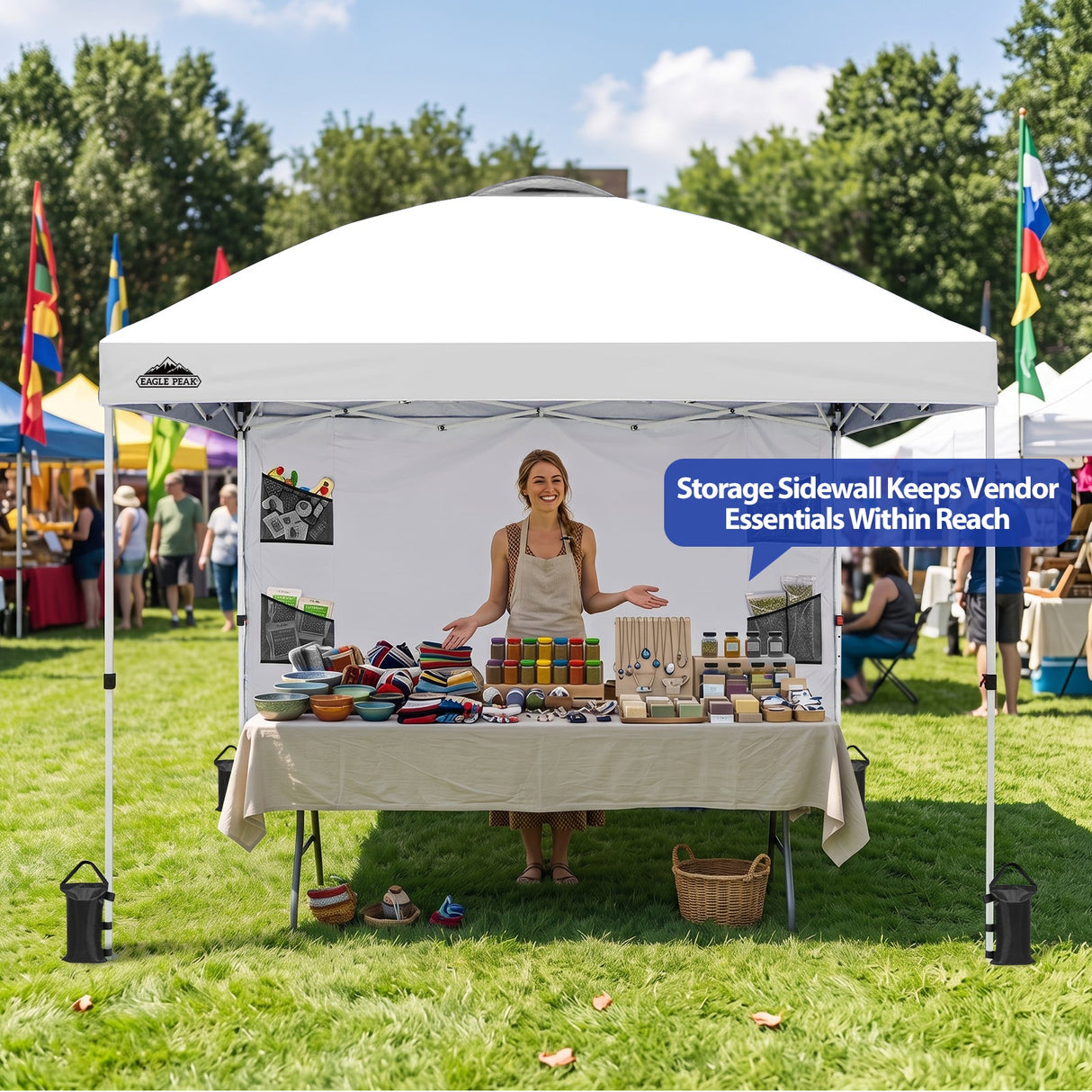 10x10 ft Pop Up Canopy Tent with Sidewall - Eagle Peak®