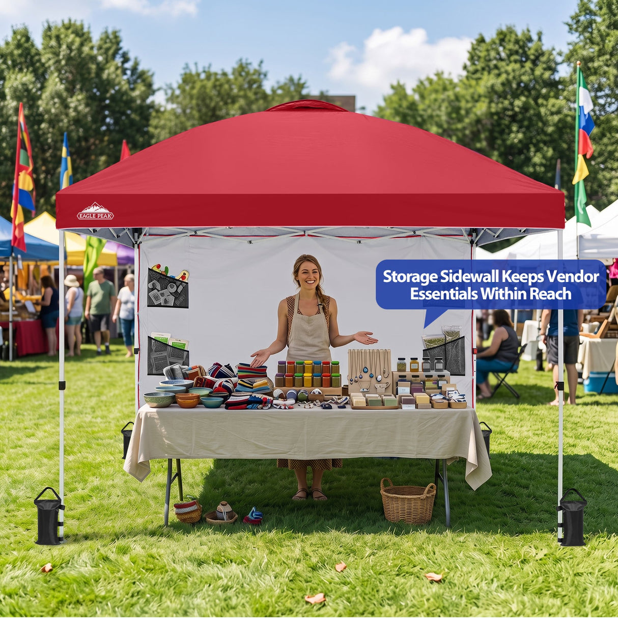 10x10 ft Pop Up Canopy Tent with Sidewall - Eagle Peak®