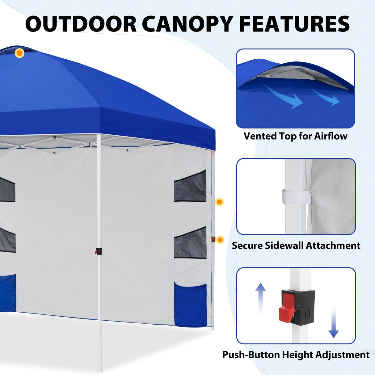 10x10 ft Pop Up Canopy Tent with Sidewall - Eagle Peak®