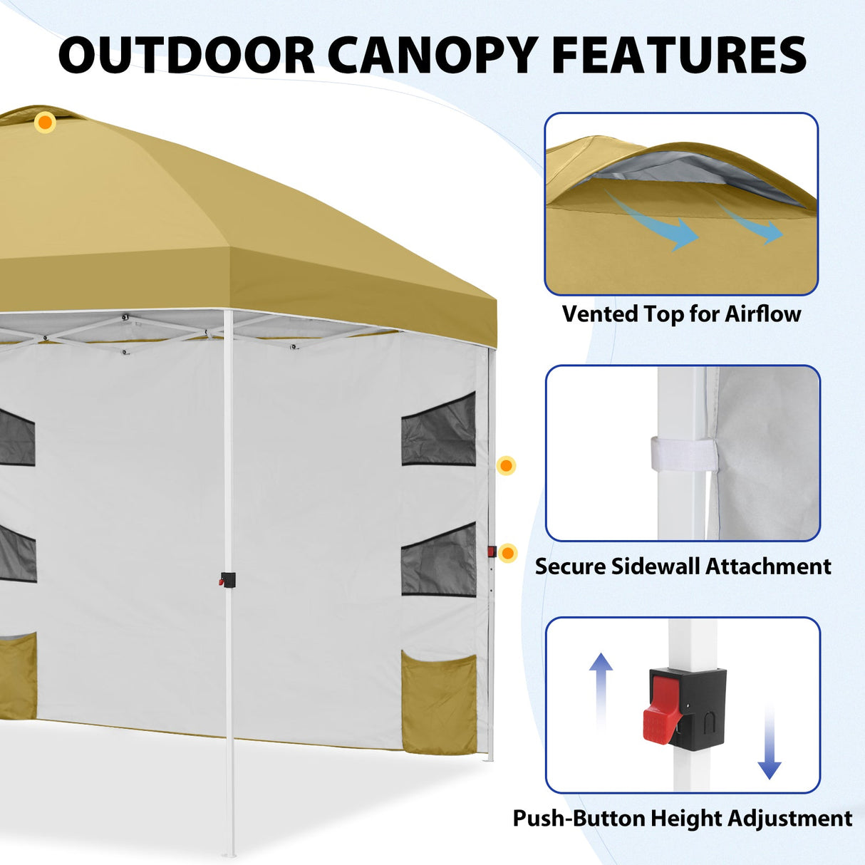 10x10 ft Pop Up Canopy Tent with Sidewall - Eagle Peak®