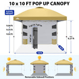 10x10 ft Pop Up Canopy Tent with Sidewall - Eagle Peak®