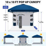 10x10 ft Pop Up Canopy Tent with Sidewall - Eagle Peak®