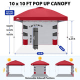 10x10 ft Pop Up Canopy Tent with Sidewall - Eagle Peak®