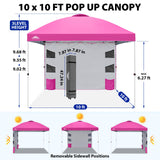 10x10 ft Pop Up Canopy Tent with Sidewall - Eagle Peak®