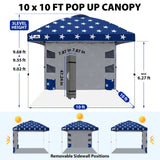 10x10 ft Pop Up Canopy Tent with Sidewall - Eagle Peak®