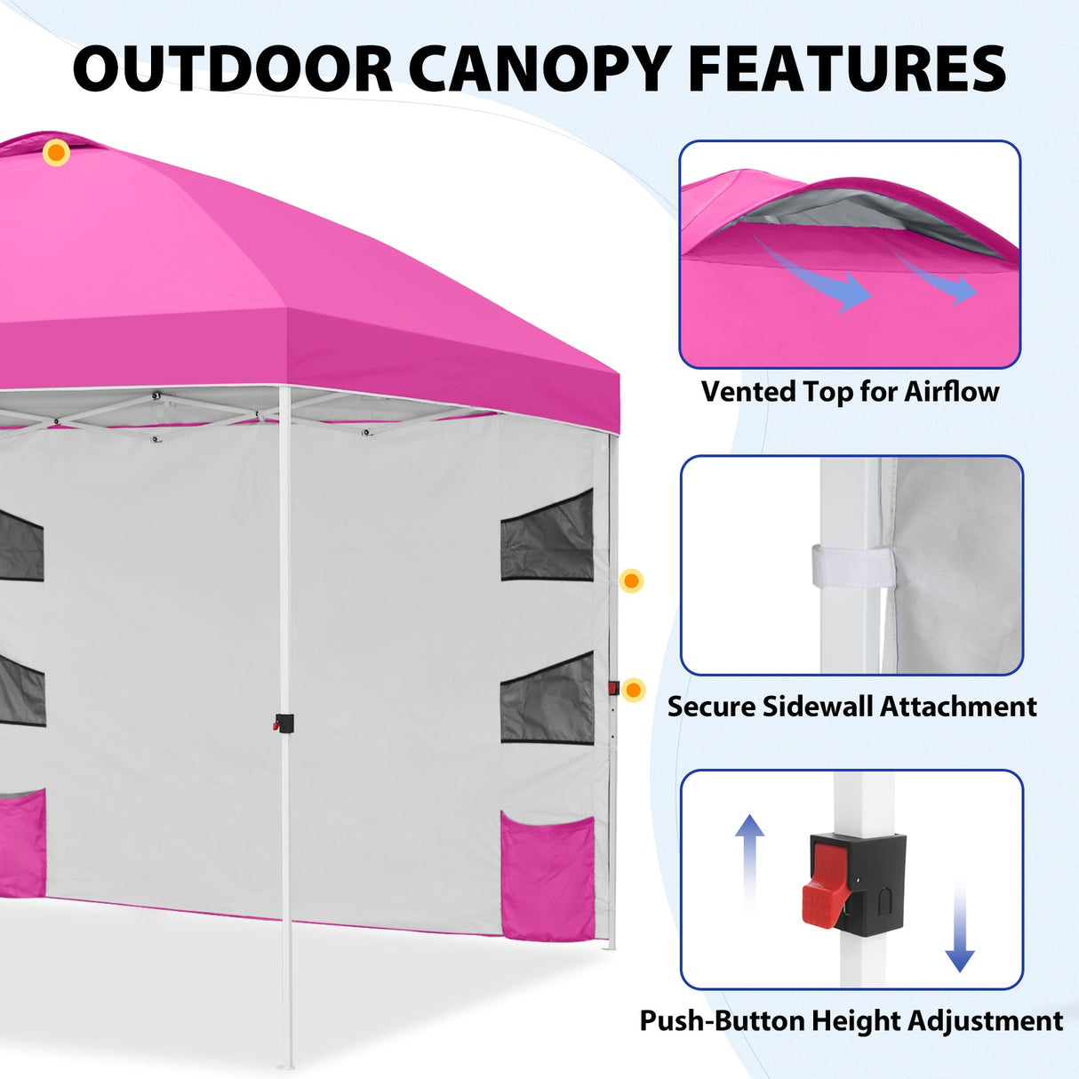 10x10 ft Pop Up Canopy Tent with Sidewall - Eagle Peak®