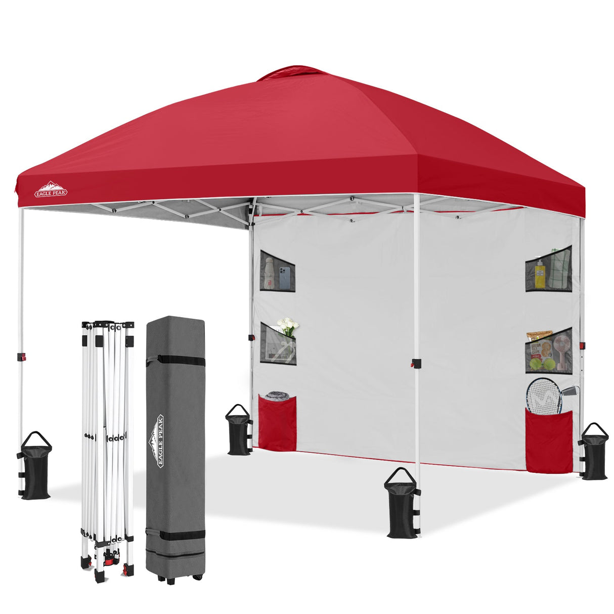 10x10 ft Pop Up Canopy Tent with Sidewall - Eagle Peak®