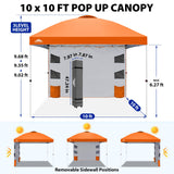 10x10 ft Pop Up Canopy Tent with Sidewall - Eagle Peak®