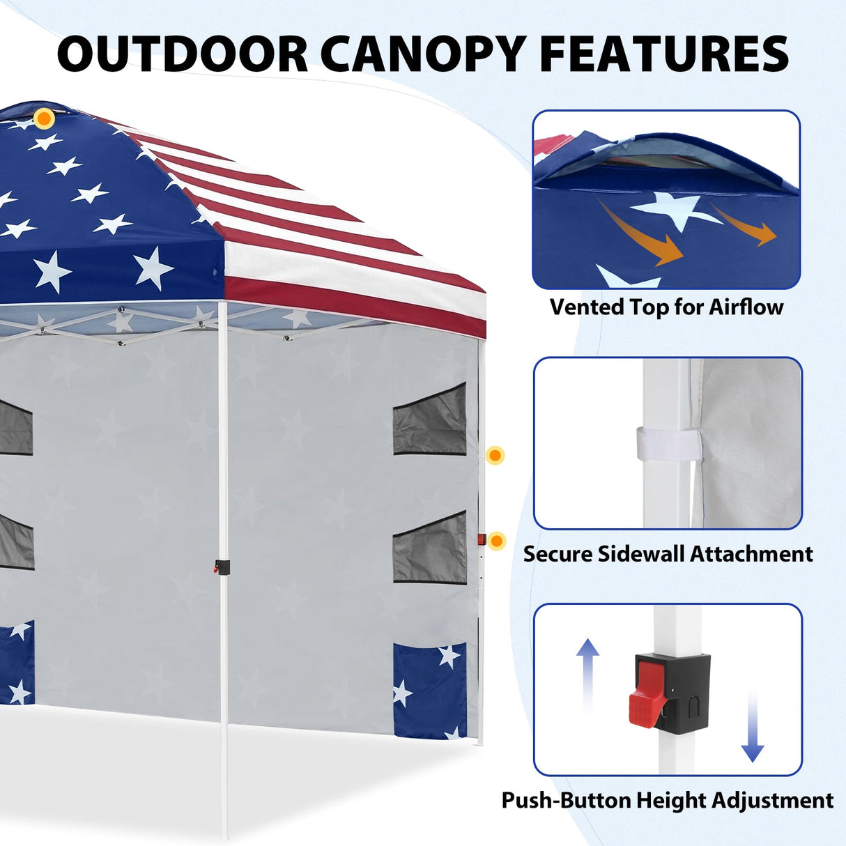 10x10 ft Pop Up Canopy Tent with Sidewall - Eagle Peak®