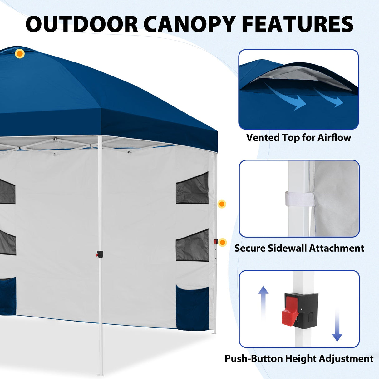 10x10 ft Pop Up Canopy Tent with Sidewall - Eagle Peak®