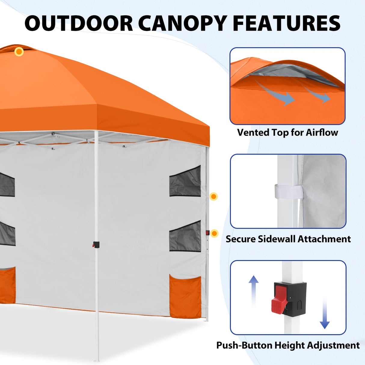 10x10 ft Pop Up Canopy Tent with Sidewall - Eagle Peak®