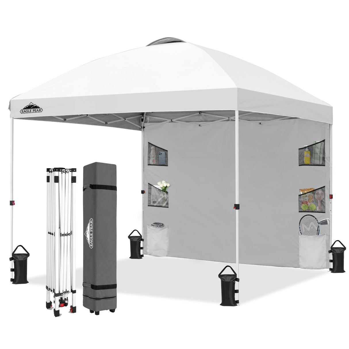10x10 ft Pop Up Canopy Tent with Sidewall - Eagle Peak Custom Canopy Tent