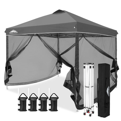 10x10 Outdoor Easy Pop up Canopy with Netting Mesh Side Walls - Eagle Peak Custom Canopy Tent