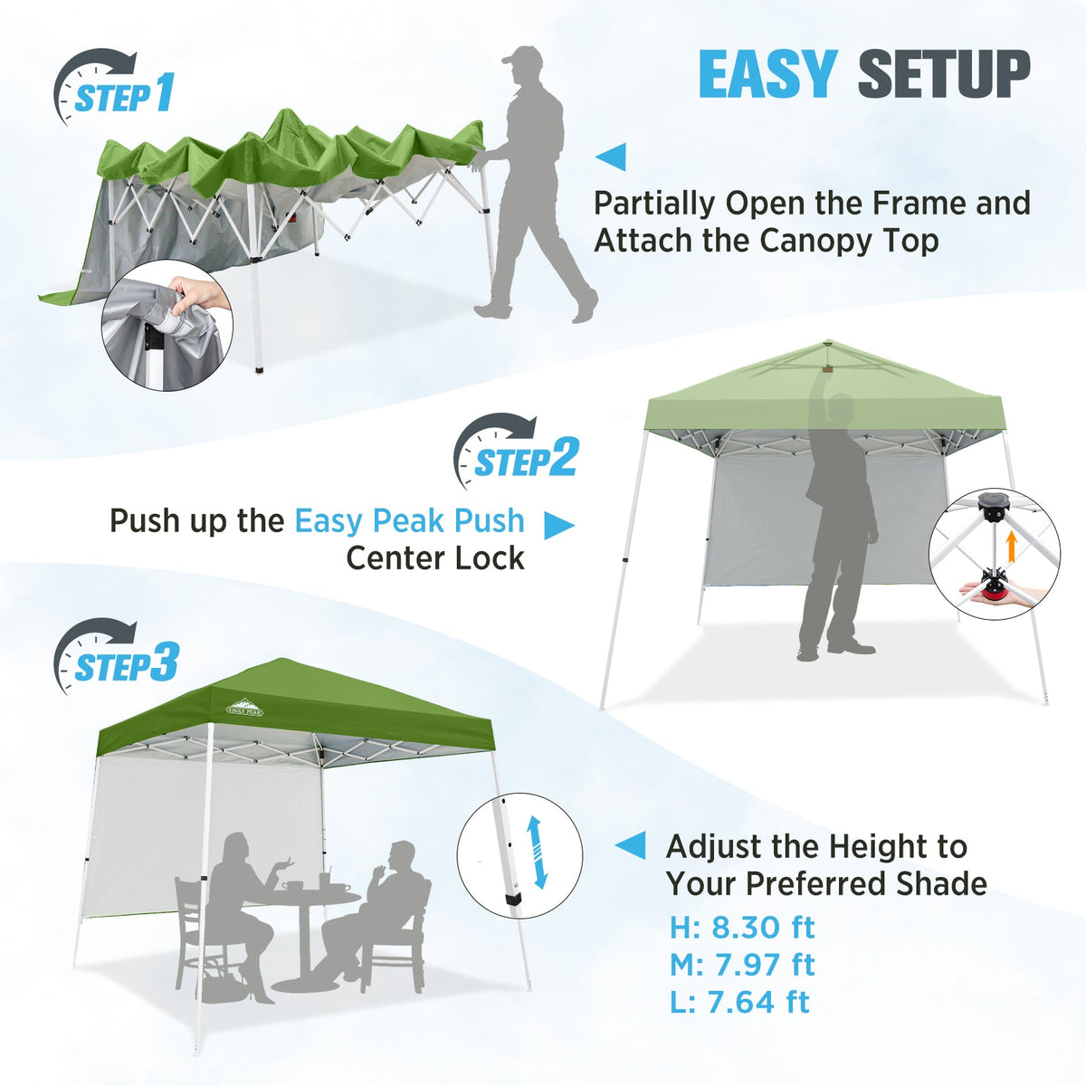 10x10 Pop Up Canopy Tent, Compact Canopy - Eagle Peak®